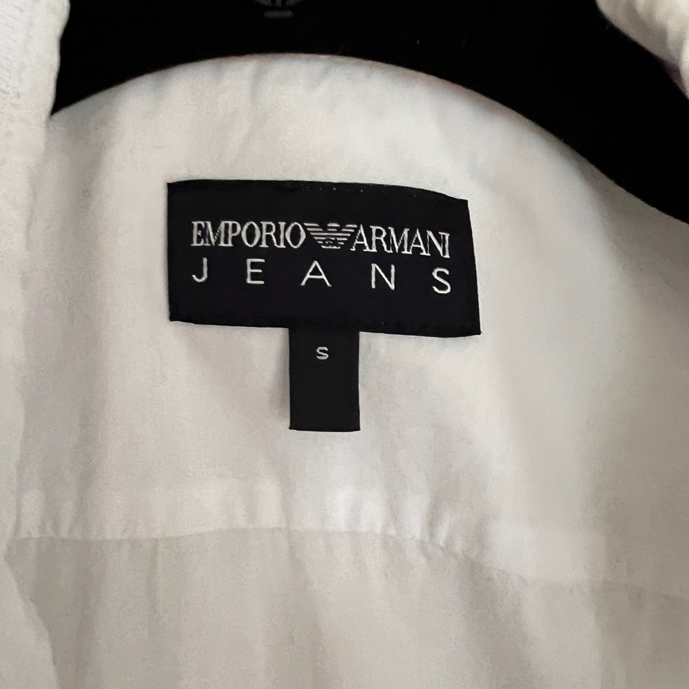 Emporio Armani Jeans White Shirt Button Down zip up cotton Short sleeve men's S - Picture 4 of 11